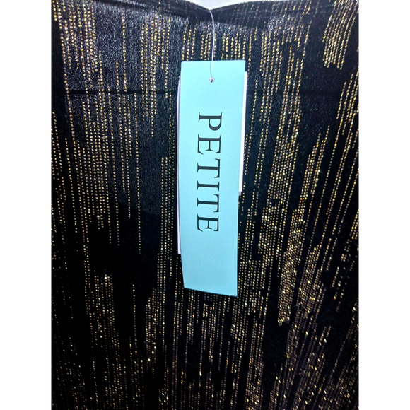 Notations Petite Top Black Soft Metallic Gold NEW - Picture 4 of 8